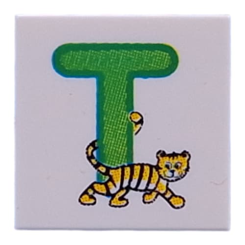 Tile 2 x 2 with Lime 'T', Tiger print