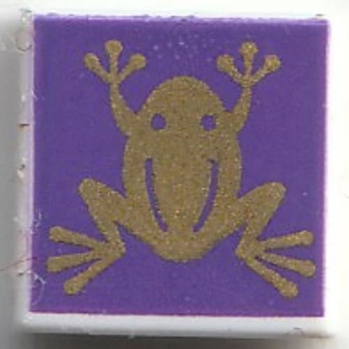 Tile 1 x 1 with Gold Chocolate Frog, Dark Purple Background print