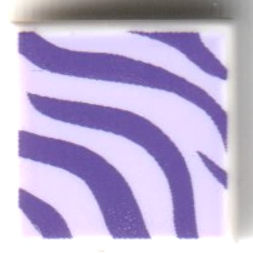 Tile 1 x 1 with Dark Purple/Lavender Zebra Pattern print