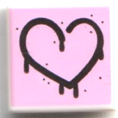 Tile 1 x 1 with Dark Purple Melting Heart on Bright Pink Background print
