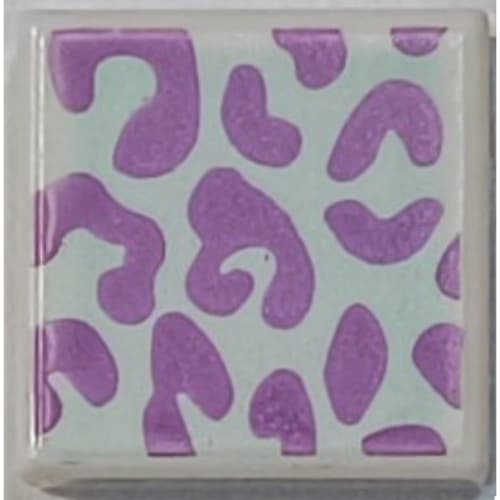 Tile 1 x 1 with Dark Purple Leopard Spots on Light Aqua Background print