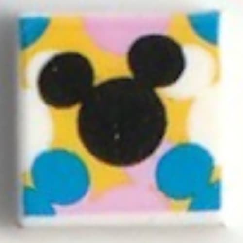 Tile 1 x 1 with Black/Blue/White/Yellow/Bright Pink Mickey Mouse Outline print