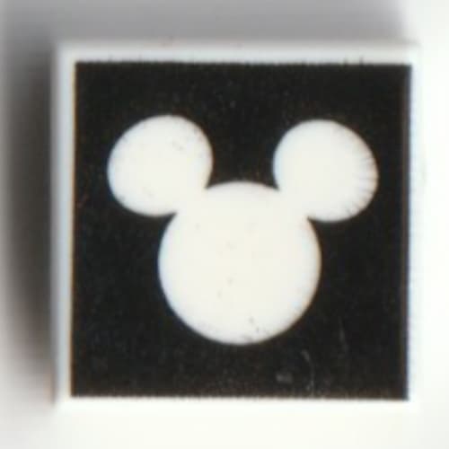 Tile 1 x 1 with White Mickey Mouse Outline, Black Background print