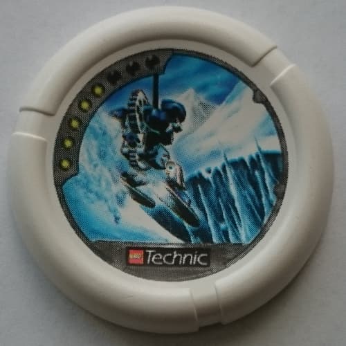 Large Figure Throwing Disk, Ski / Ice, 5 Pips, Skiing Down to Ice Spires Print