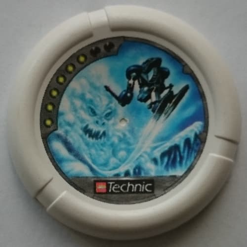 Large Figure Throwing Disk, Ski / Ice, 6 Pips, Ski Jumping Away from Snow Creature Print