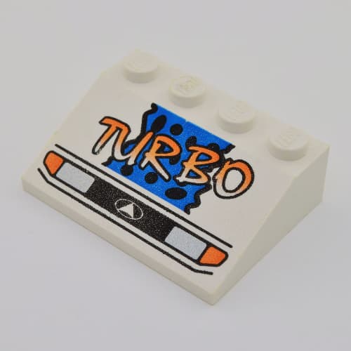 Slope 33° 3 x 4 with Headlights, Yellow 'TURBO', Blue Background and Black Spots Print