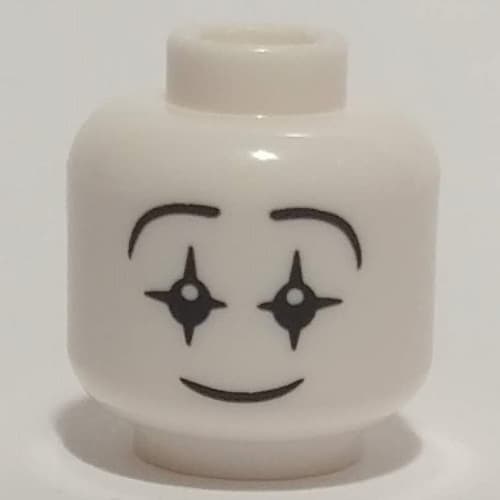 Minifig Head Mime, Smiling Face, Star Eyes with White Pupils Print