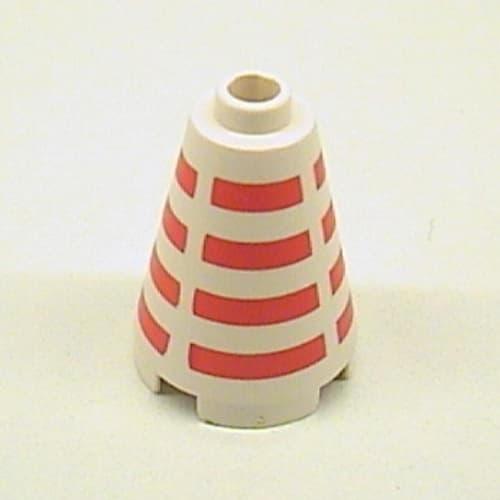 Cone 2 x 2 x 2, Open Stud with Horizontal Red Stripes Print