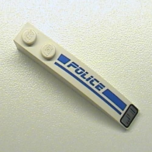 Brick Curved 6 x 1 with 'POLICE', Blue Line and Headlight Print Right