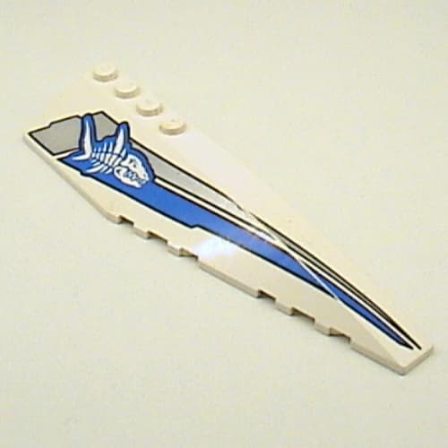 Wedge Curved 12 x 3 Right with Shark Skeleton and Blue and Silver Stripes Print