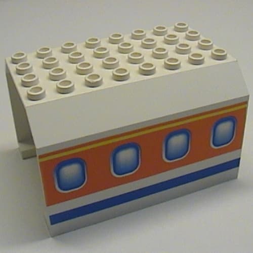 Aircraft Fuselage Angular Top 6 x 8 x 4 with Windows on Blue, Orange, and Yellow Stripes Print