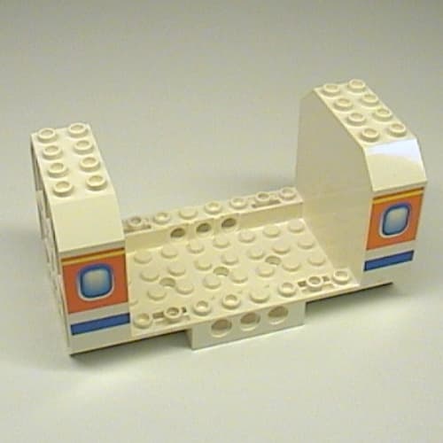 Aircraft Fuselage Angular Bottom 6 x 12 x 5 with Windows on Orange & Blue Stripes Print