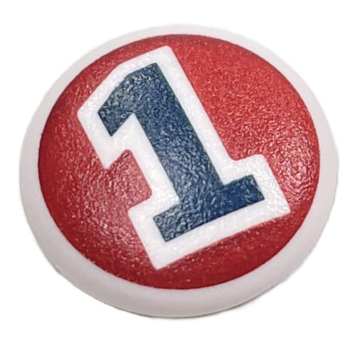 Clikits Icon, Round 2 x 2 Large with Pin, Blue '1' Print