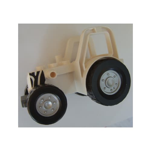 Duplo Tractor with 2 x 3 Studs on Hood and Zebra Stripes Print