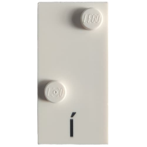 Braille Brick 2 x 4 with 2 Studs ⠌ and 'Í' print