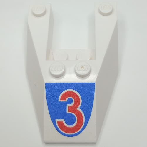 Wedge Sloped 6 x 4 Cutout, No Stud Notches with Red '3' Print