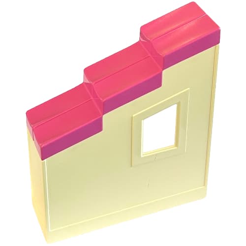 Duplo Wall 2 x 6 x 6 with Window and Dark Pink Roof-Piece Slope 33° 2 x 6 Shingled and Stepped