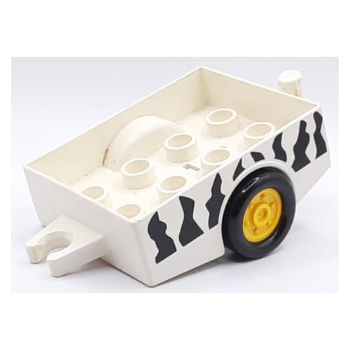 Duplo Trailer with Hitch Ends and Yellow Wheels, Safari Stripe Print
