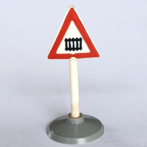 Road Sign Old Triangle with Level Crossing Print & Type 1 Base