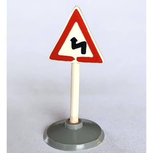 Road Sign Old Triangle with Curved Road Print & Type 1 Base