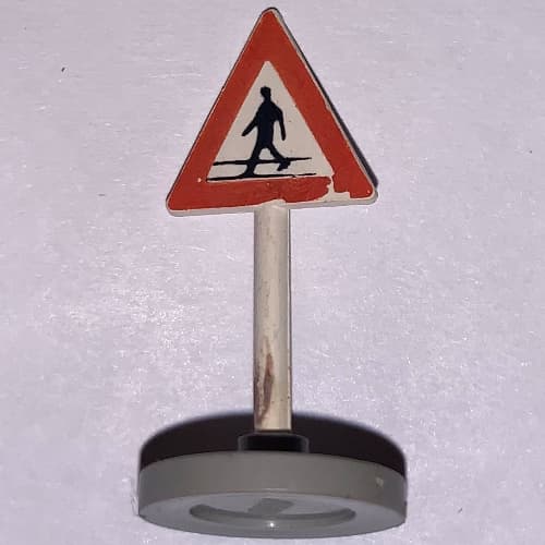 Road Sign Old Triangle with Man Crossing Print & Type 2 Base