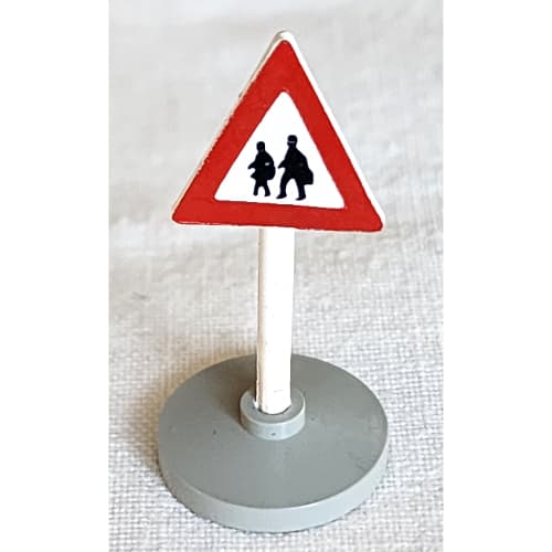 Road Sign Old Triangle with Pedestrian Crossing 2 People Print & Type 2 Base