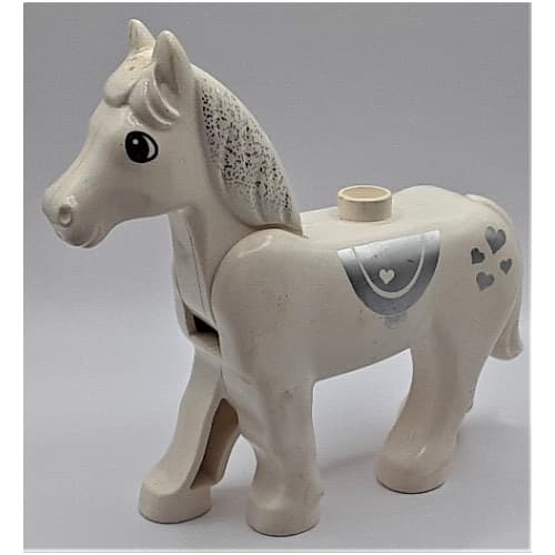 Duplo Animal Horse with One Stud and Moveable Head, Eyes, Saddle and Hearts Print