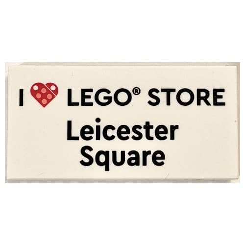 Tile 2 x 4 with 'I Heart LEGO STORE Leicester Square' print