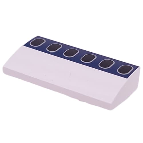 Slope Brick Curved 2 x 4 x 2/3 No Studs with Dark Blue Stripes, Black Airplane Windows print