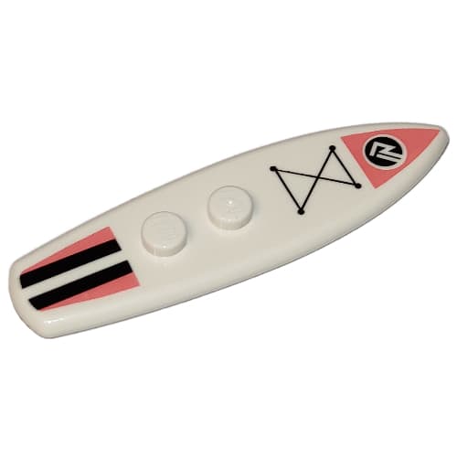 Sports Surfboard Standard with Coral and Black Stripes, and Black Triangular Shape Print