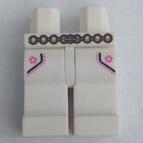 Hips and White Legs with Pockets, Belt and Dark Pink Flowers Print