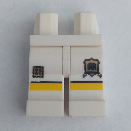 Hips and White Legs with Golden Brick, Shield and Yellow Stripe Print