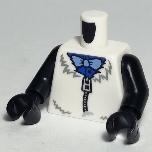 Torso Fur Coastume with Zipper, Blue Shirt, Medium Blue Bow Tie Print, Black Arms, Black Hands