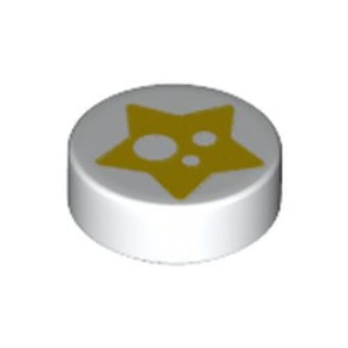 Tile Round 1 x 1 with Yellow Star print