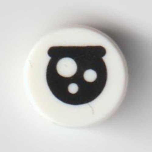 Tile Round 1 x 1 with Eye, Eyebrow, White Circles print