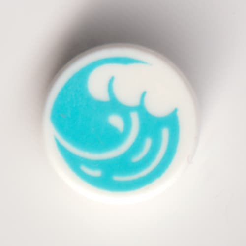 Tile Round 1 x 1 with Medium Azure Wave print