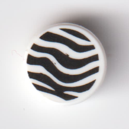 Tile Round 1 x 1 with Black Zebra Stripes print