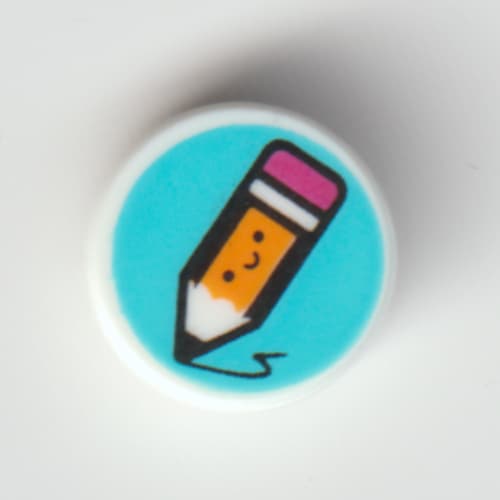 Tile Round 1 x 1 with Pencil on Medium Azure Background print