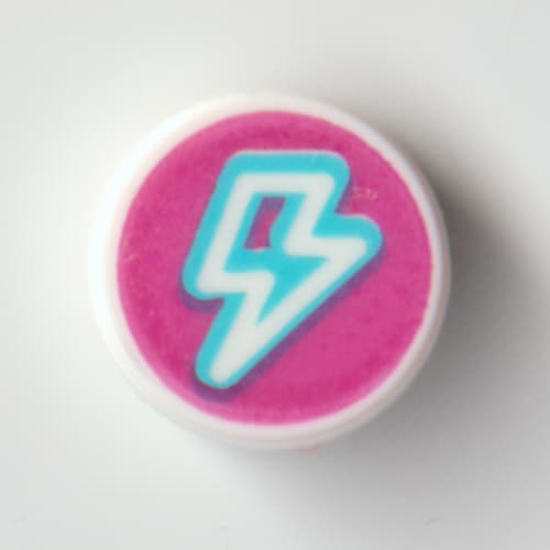 Tile Round 1 x 1 with Medium Azure Lightning Bolt on Magenta Background print