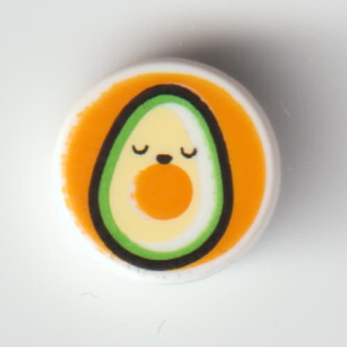Tile Round 1 x 1 with Avocado on Orange Background print