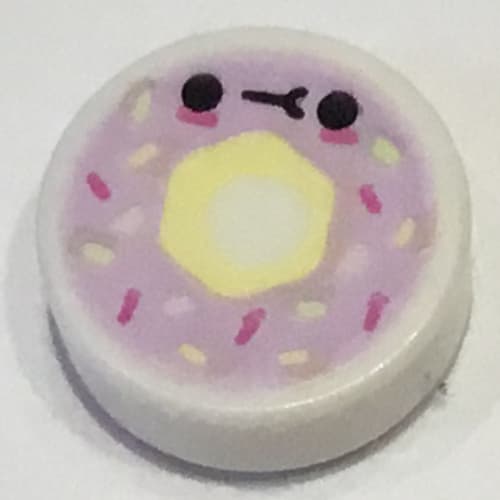 Tile Round 1 x 1 with Lavender Donut, Sprinkles, Face print