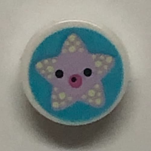 Tile Round 1 x 1 with Lavender Sea Star on Medium Azure Background print