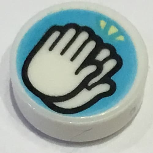 Tile Round 1 x 1 with Clapping Hands on Medium Azure Background print