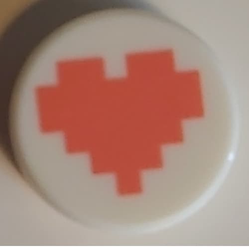 Tile Round 1 x 1 with Coral Pixelated Heart print