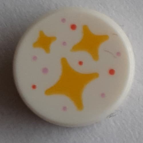 Tile Round 1 x 1 with Yellow Stars print