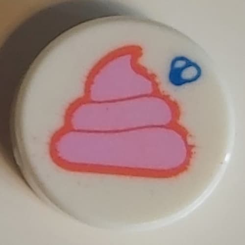 Tile Round 1 x 1 with Bright Pink Poop-Emotion print