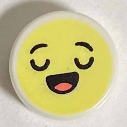 Tile Round 1 x 1 with Smiley, Closed Eyes Half Open Mouth print
