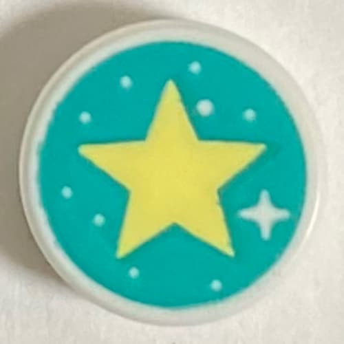 Tile Round 1 x 1 with Star on Dark Turquoise Background print