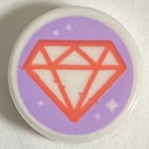 Tile Round 1 x 1 with Coral Diamond, Lavender Background print