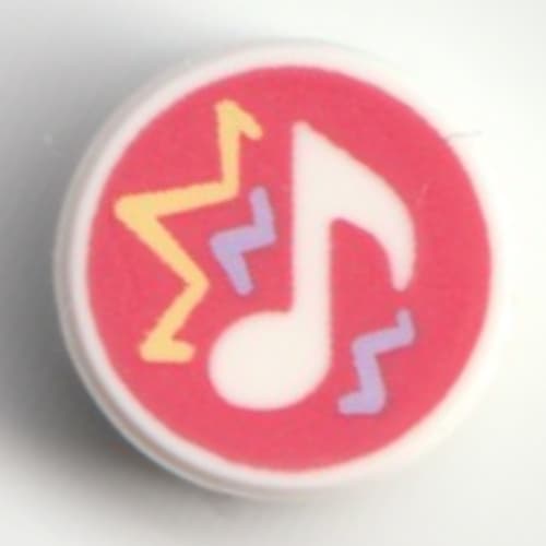 Tile Round 1 x 1 with Music Note on Coral Background print